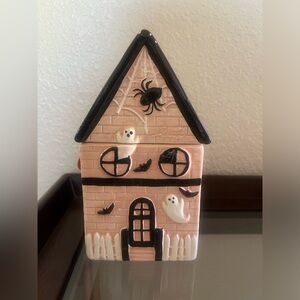 Pink Halloween Haunted House Jar